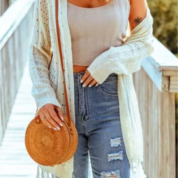 CableKnit Solid Knit Cardigan - Picture 3 of 4